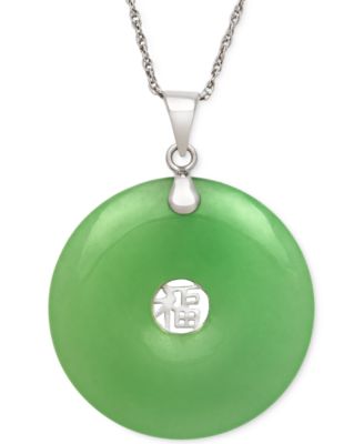 Macy's - Dyed Jade Symbol Pendant Necklace in Sterling Silver (25mm)