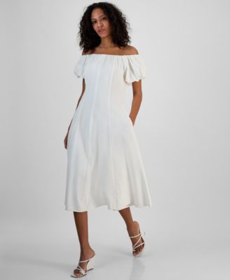 Sam Edelman - Women's Off-The-Shoulder Puff-Sleeve A-Line Dress