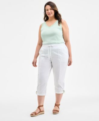 Style & Co - Plus Size Pull-On D-Ring Cuffed Capri Pants