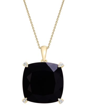 Macy's - Onyx & Diamond Accent Necklace, 17" + 1" extender