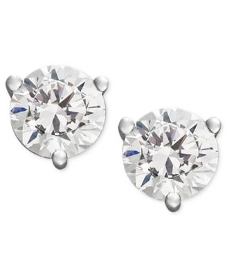 Macy's - Near Colorless Diamond 3-Prong Stud Earrings (1/4-2 ct. t.w.) in 18k White and Yellow Gold