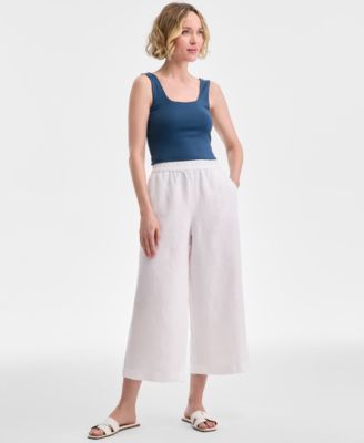 Charter Club - Women's Cropped Wide-Leg Linen Pants